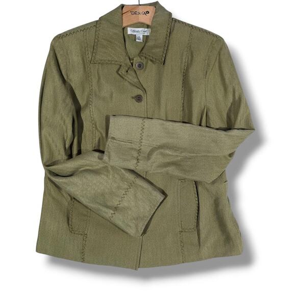 Coldwater Creek women's olive green lightweight button-down Jacket - Picture 5 of 7
